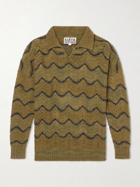 KARTIK RESEARCH Striped Knitted Cotton Polo Sweater