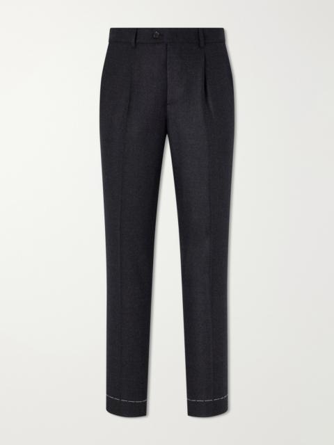 Brunello Cucinelli Straight-Leg Pleated Virgin Wool Suit Trousers
