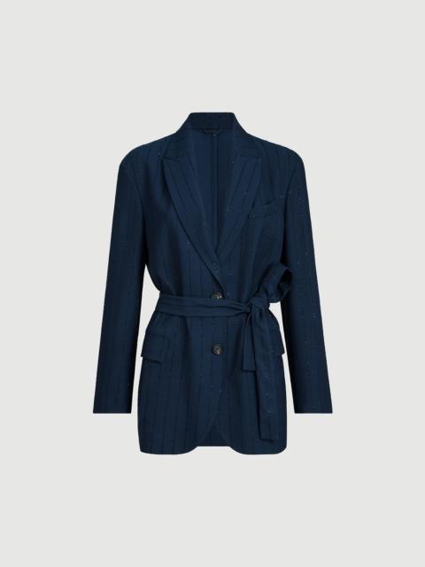Brunello Cucinelli Dazzling chalk stripe blazer with monili