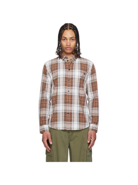 Burberry Brown & White Madras Check Cotton Shirt