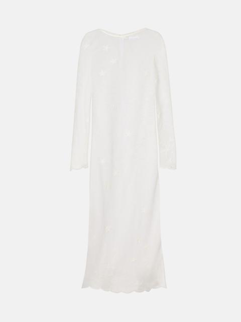 POSSE Cove embroidered sheer cotton tulle kaftan