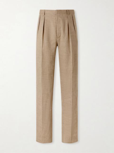 Ralph Lauren Straight-Leg Pleated Linen, Cotton and Silk-Blend Suit Trousers