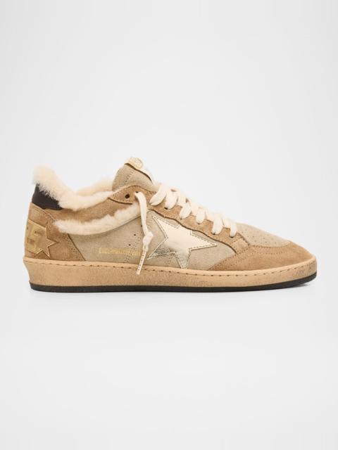 Golden Goose Ball Star Shearling-Lined Suede Low-Top Sneakers
