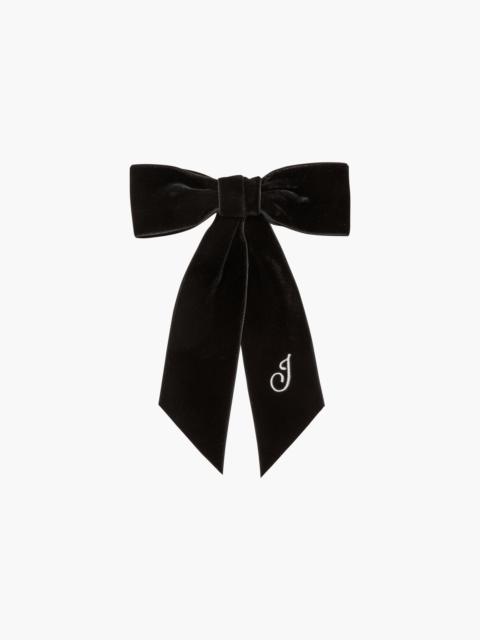 Initial Wide Velvet Bow Barrette