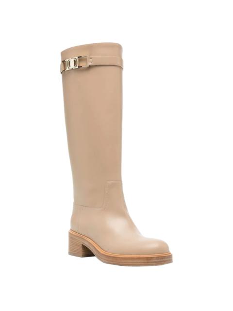 FERRAGAMO Ferragamo Gancini Ornament Leather Boot