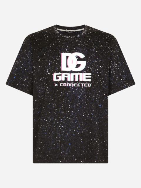 Multi-colored cotton T-shirt with DG Game logo print