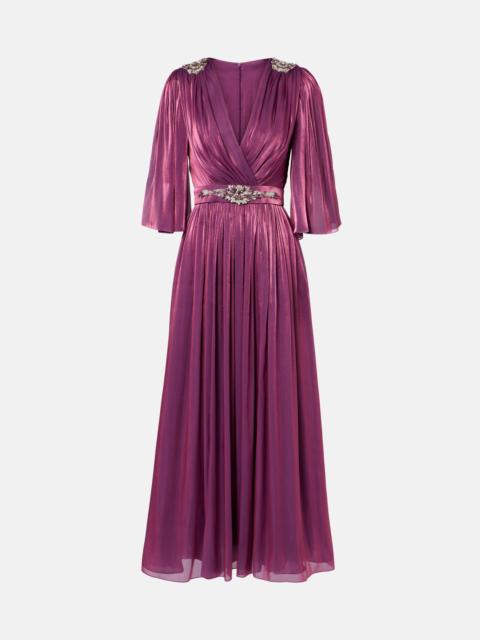 COSTARELLOS Embellished Lurex georgette gown