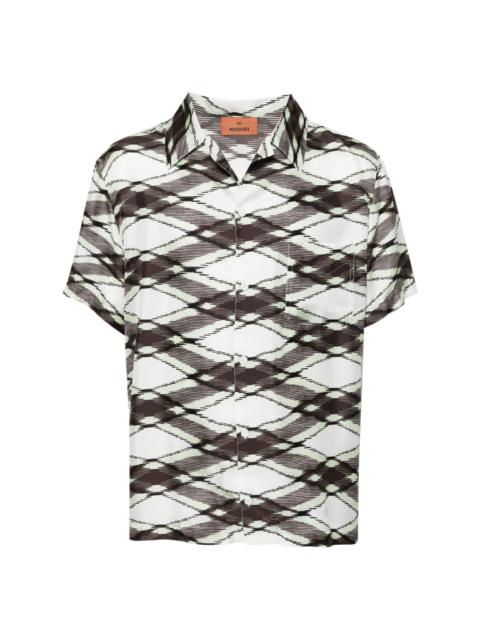 patterned silk short sleeve shirt