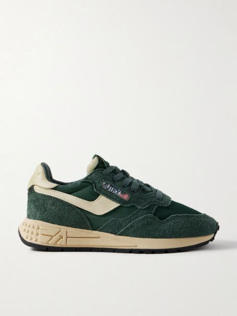 AUTRY Reelwind Low leather-trimmed suede, mesh and shell sneakers Green