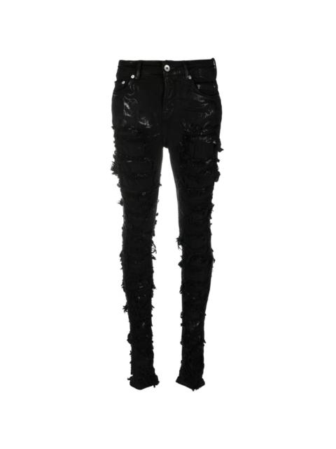 Rick Owens DRKSHDW Detroit high-rise ripped skinny jeans