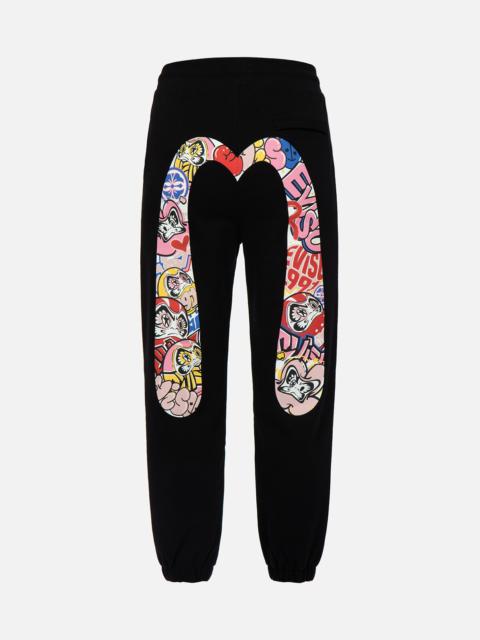 EVISU GRAFFITI DARUMA DAICOCK PRINT SWEATPANTS