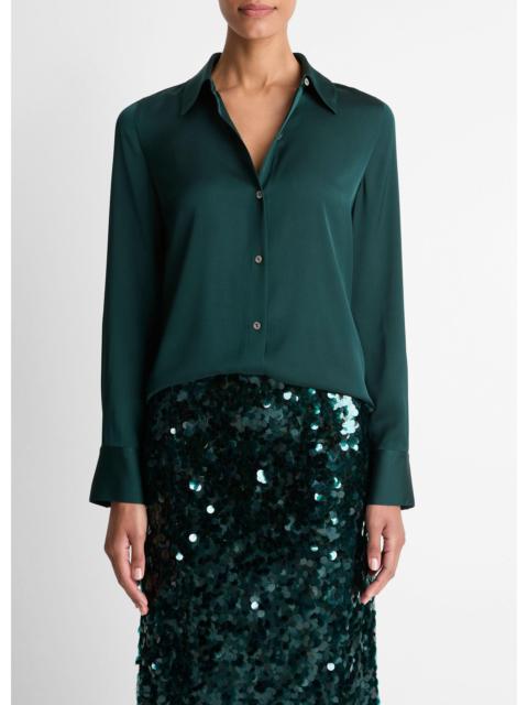 Vince Silk-Blend Slim Button-Front Blouse