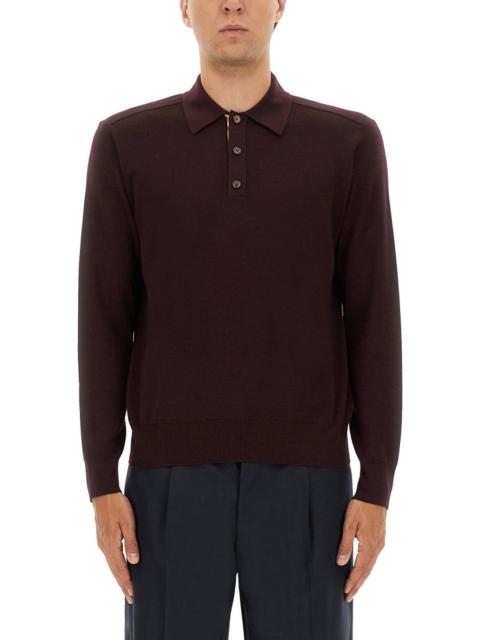 Burberry BURBERRY Polo Shirt with Classic Collar and Check Detail in Wool Man