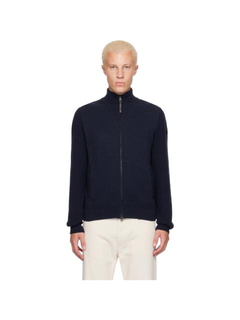 Moncler Navy Wool & Cashmere Zip-Up Sweater