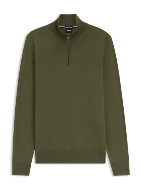 BOSS MERINO-WOOL SWEATER WITH ZIPPER NECK