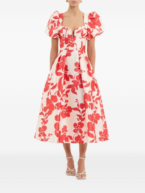 REBECCA VALLANCE Mayari midi puff-sleeve floral dress