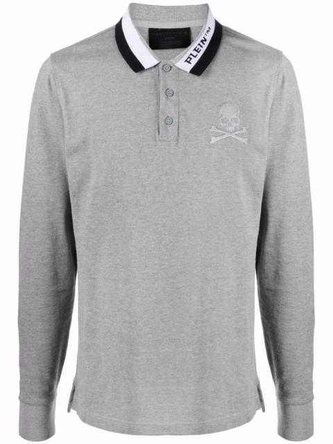 logo skull print polo shirt