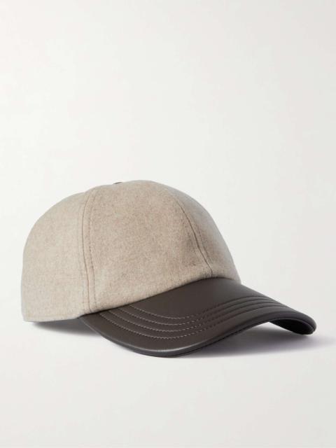 Logo-Embroidered Cashmere-Blend and Leather Baseball Cap