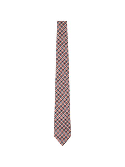Dries Van Noten Red & Navy Check Tie