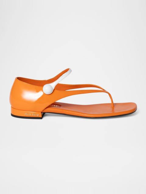 Miu Miu Bicolor Leather Mary Jane Thong Sandals