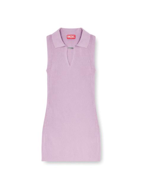 Diesel SHORT POLO DRESS IN SILK-BLEND RIB KNIT