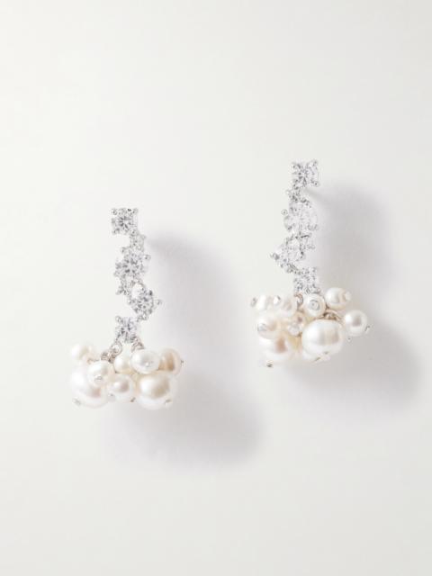 Completedworks Rhodium-plated Recycled Silver Pearl And Crystal Earrings