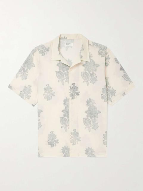 The Road Trip Convertible-Collar Printed Crinkled-Cotton Shirt