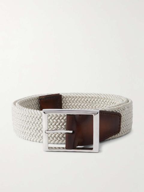3.5cm Venezia Leather-Trimmed Woven Cord Belt