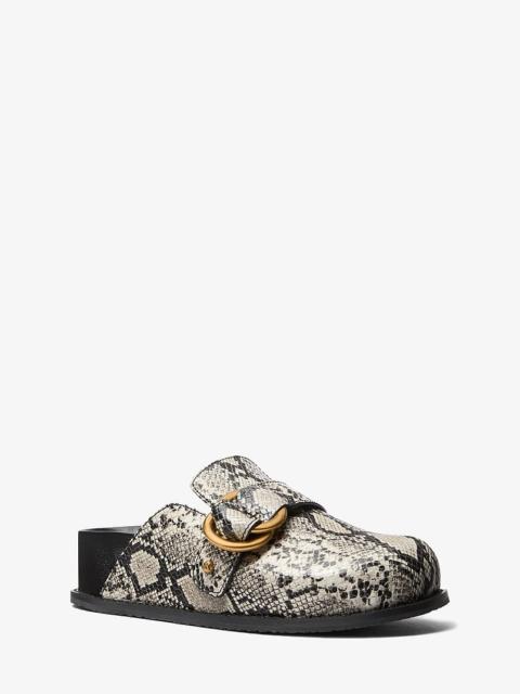 MICHAEL KORS Jaden Snake Embossed Leather Clog