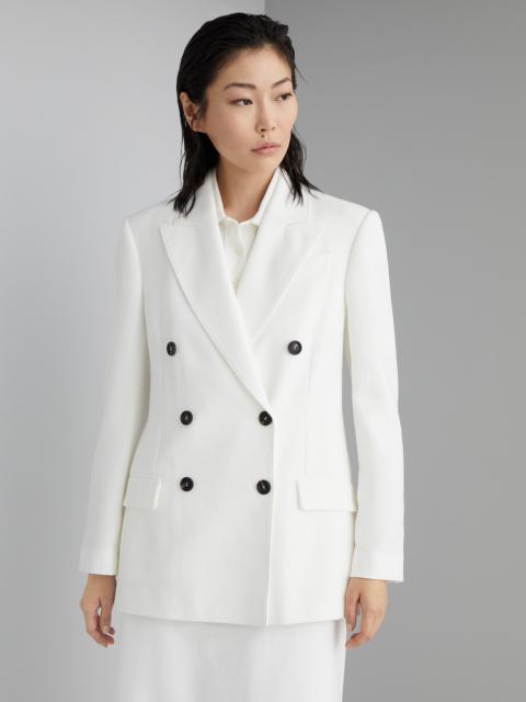 Crêpe cotton double twill blazer with monili