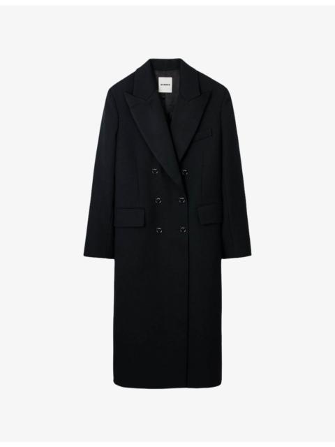 Sandro Double-Breasted Peak-Lapels Woven Coat