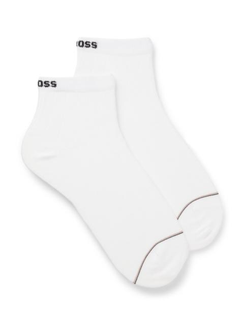 BOSS TWO-PACK OF RIBBED COTTON-BLEND SHORT SOCKS