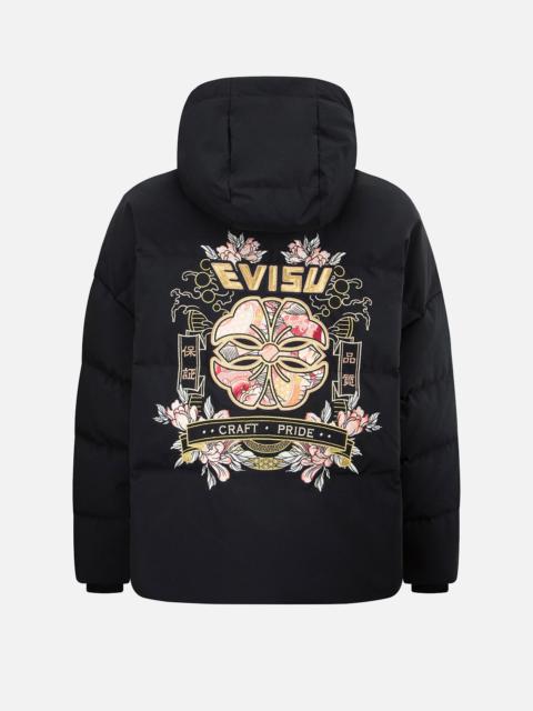 EVISU JAPANESE PATTERN KAMON EMBROIDERY DOWN JACKET