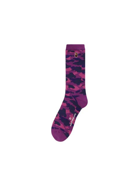 BAPE Color Camo Ape Head One Point Socks 'Purple'