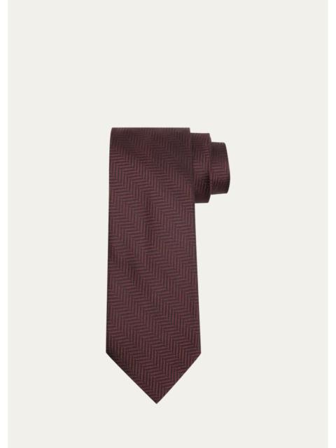 ZEGNA Men's Maxi-Herringbone Silk Tie