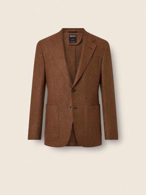 ZEGNA DARK OLIVE GREEN AND DARK ORANGE MULTIMÉLANGE OASI CASHMERE JACKET