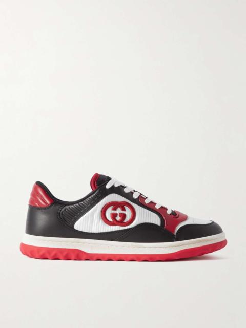 GUCCI Mac80 Logo-Embroidered Leather and Mesh Sneakers