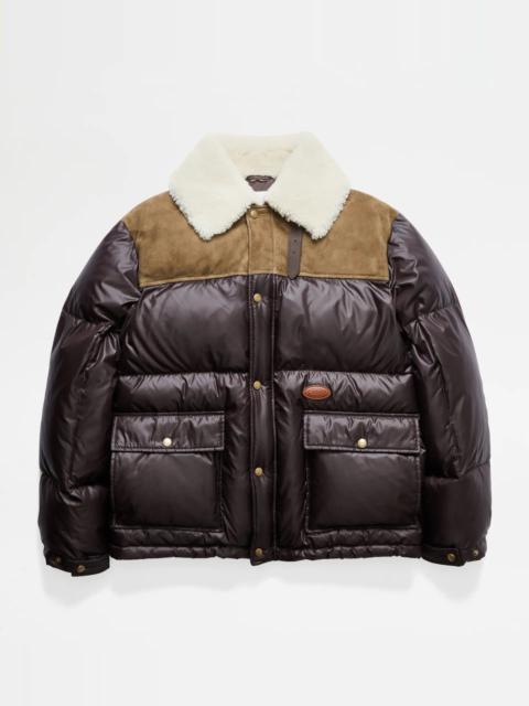 Tod's DOWN JACKET WITH SUEDE INSERTS - BROWN