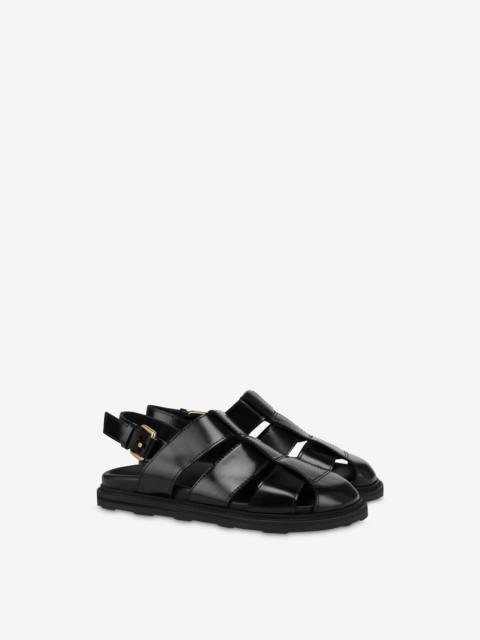 Moschino SANDALS IN BRUSHED CALF LEATHER SPORTY