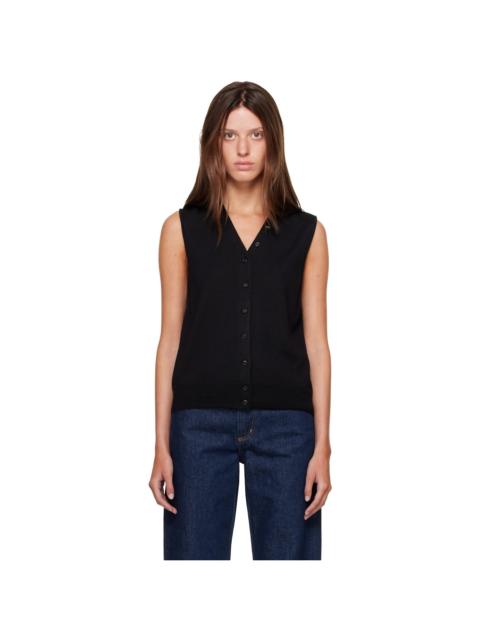 CORDERA Black Merino Wool Button Waistcoat Cardigan