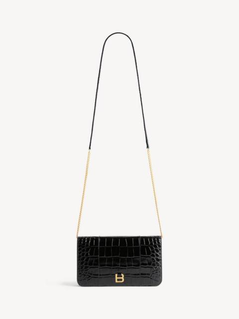 BALENCIAGA Women's Hourglass Phone Pouch in Black