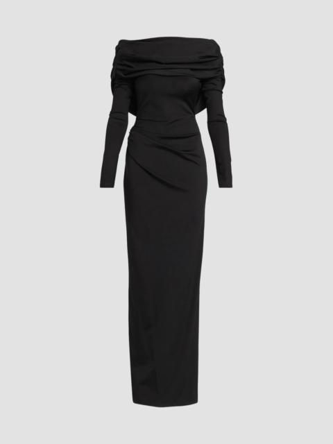 LELA ROSE Women's Draped Off-the-Shoulder Jersey Gown - Black