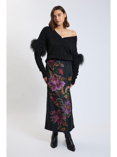 KAREN MILLEN Floral Print Midi Skirt