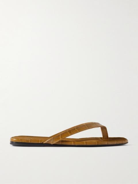 TOTEME Croc-effect Leather Flip Flops