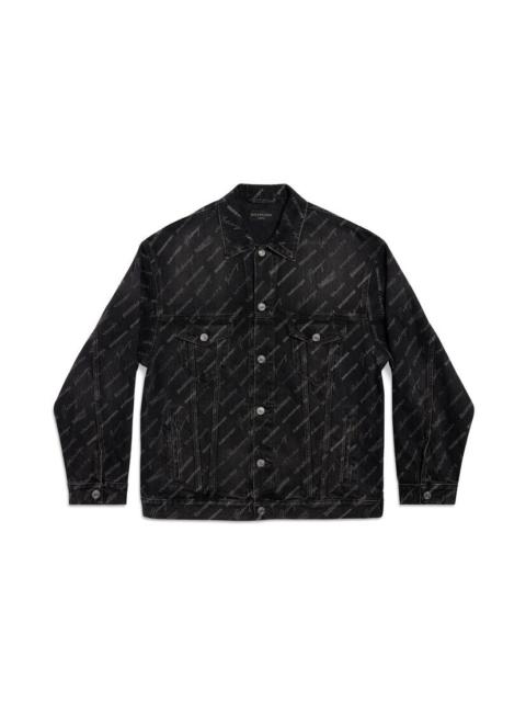 BALENCIAGA Logomania All Over Large Fit Jacket in Black
