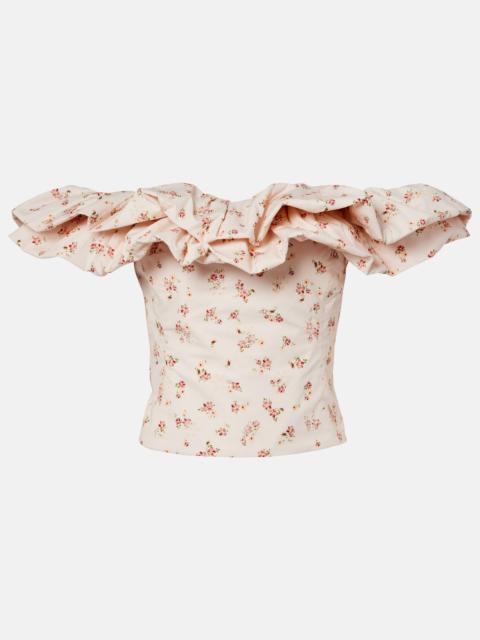 markarian Dalia floral off-shoulder cotton top
