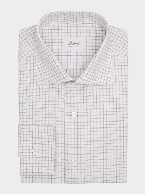 Brioni Men's Cotton Grid Check Classic-Fit Dress Shirt