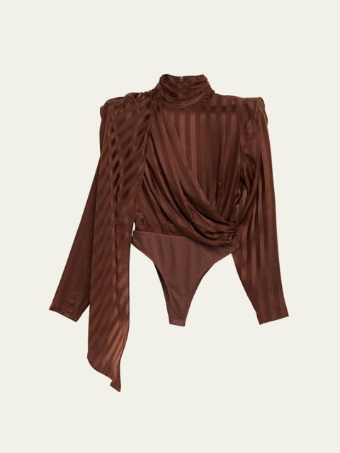 RONNY KOBO Poppins Draped Turtleneck Bodysuit