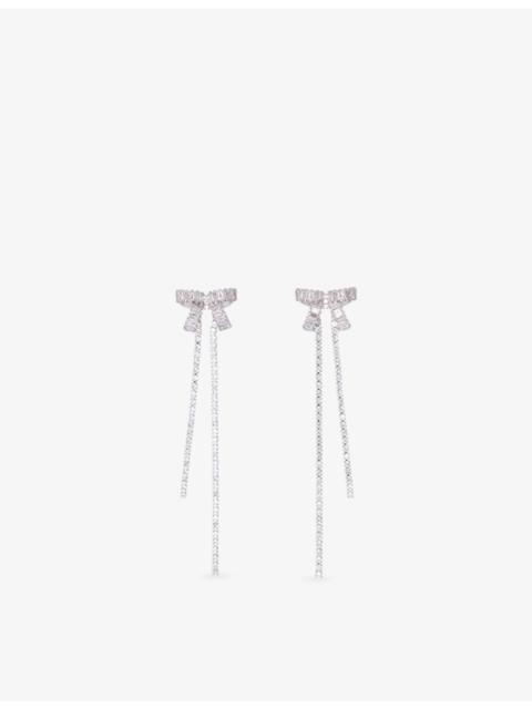maje Bow Rhinestone-Embellished Brass Drop Earrings