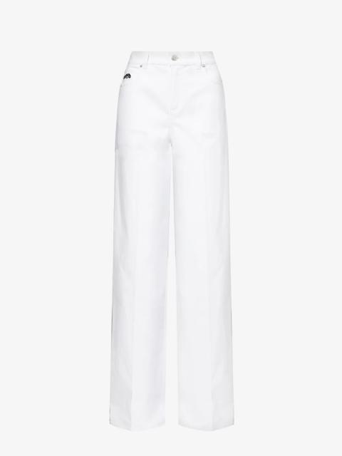 Alexander McQueen Brand-patch wide-leg mid-rise stretch-denim jeans